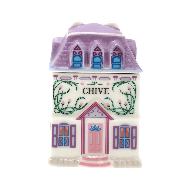 Creative Ceramic Pottery Spice Jar 24-Piece Colorful House Shape Powder Storage Handmade Custom Logo Salt Spice Canisters